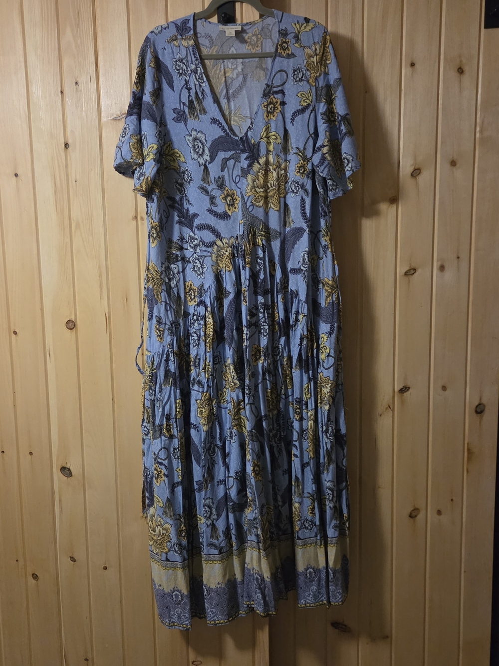 loralette Light Blue Floral Maxi Dress with Yellow Accents